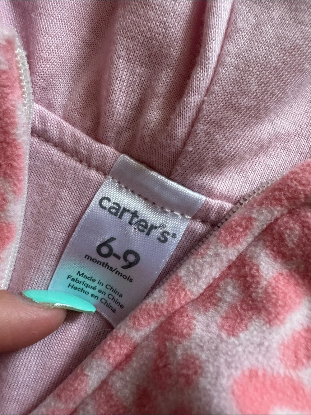 Carters baby pink leopard fleece costume